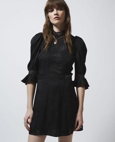  THE KOOPLES - Đầm mini cổ cao tay lở Black Short Formal 