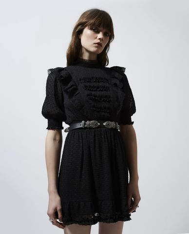  THE KOOPLES - Đầm mini xòe cổ cao Ruffles And Lace 