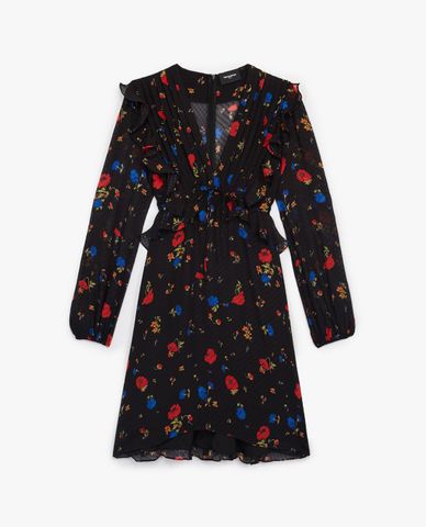  THE KOOPLES - Đầm mini tay dài cổ V Short Black 