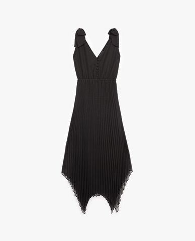  THE KOOPLES - Đầm midi cổ V hai dây phối chấm bi Shoulder Straps 