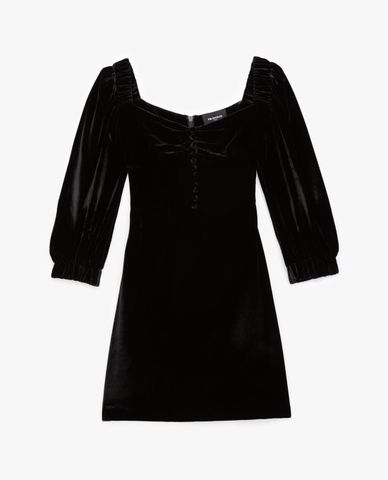  THE KOOPLES - Đầm mini cổ vuông Black Bustier Velvet 