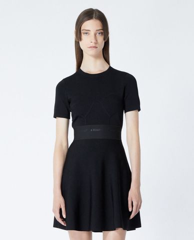  THE KOOPLES - Đầm mini cổ tròn ngắn tay Black Skater 