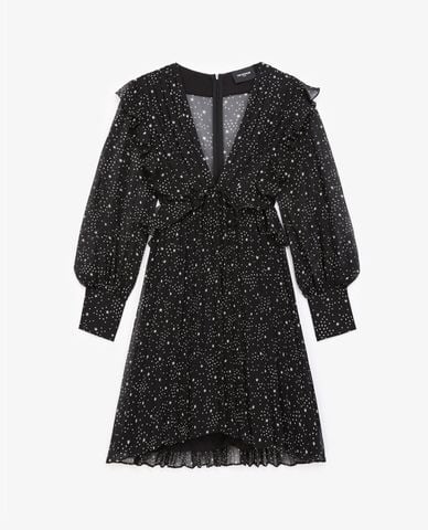  THE KOOPLES - Đầm mini cổ V xếp li Star Motif 