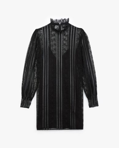  THE KOOPLES - Đầm mini cổ tròn tay dài phối ren 