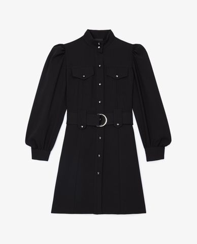  THE KOOPLES - Đầm mini cổ trụ tay dài phối thắt lưng 