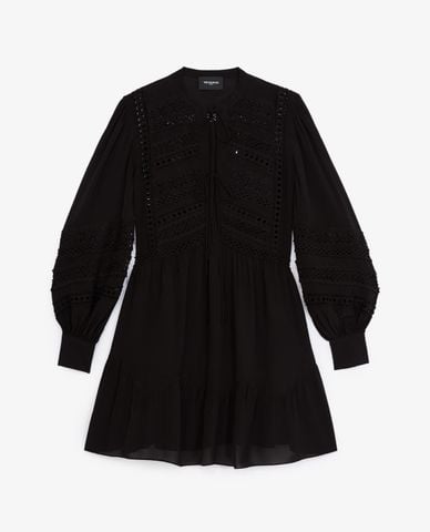  THE KOOPLES - Đầm mini cổ trụ tay dài Lace Detailing 