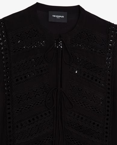  THE KOOPLES - Đầm mini cổ trụ tay dài Lace Detailing 