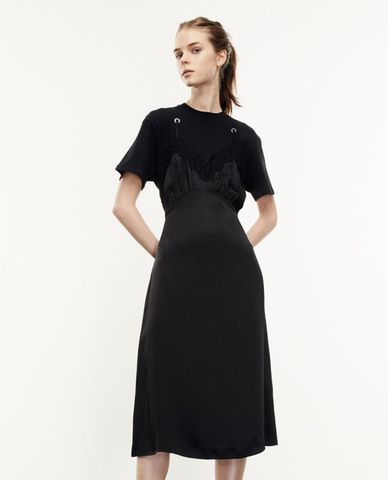  THE KOOPLES - Đầm midi giả 2 lớp Long Black 