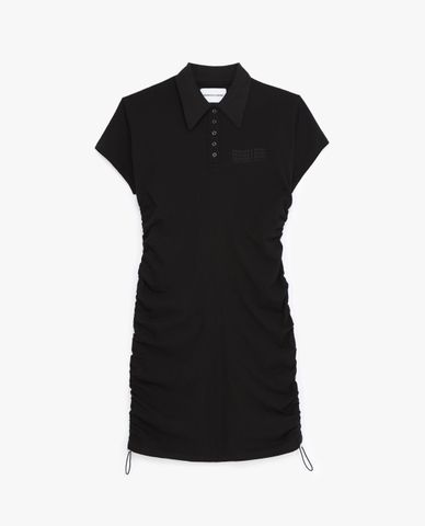  THE KOOPLES - Đầm midi cổ bẻ tay ngắn phối dây rút Drawstrings 