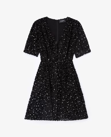  THE KOOPLES - Đầm mini nữ cổ V xếp li thời trang 