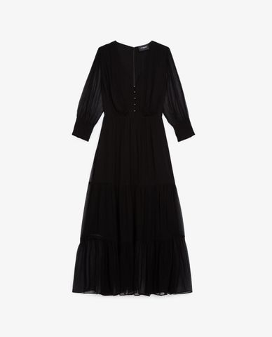  THE KOOPLES - Đầm midi cổ V tay lỡ Frills 