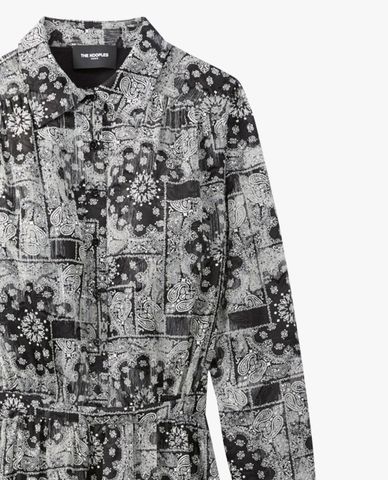  THE KOOPLES - Đầm mini sơ mi tay dài cổ bẻ Bandana Print 