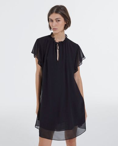  THE KOOPLES - Đầm mini phom suông nhún bèo thời trang 