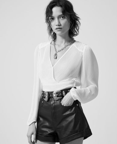  THE KOOPLES - Quần short nữ da Black Belted 