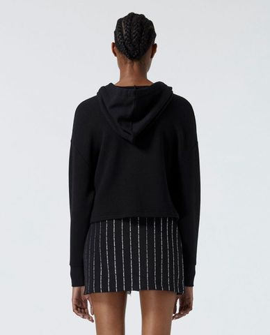  THE KOOPLES - Áo hoodie phối mũ tay dài Black With Printed Drawstring 