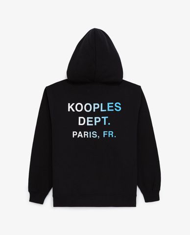 THE KOOPLES - Áo hoodie nữ phối mũ Black Logo Sleeves 