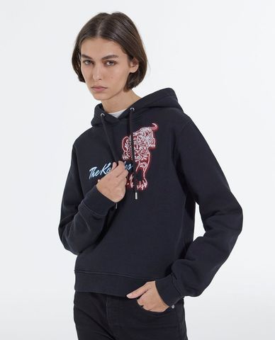  THE KOOPLES - Áo sweatshirt nữ tay dài phối mũ The Kooples Fleece 