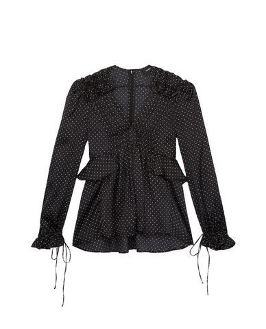  THE KOOPLES - Áo kiểu nữ tay dài cổ V Frilly Printed 