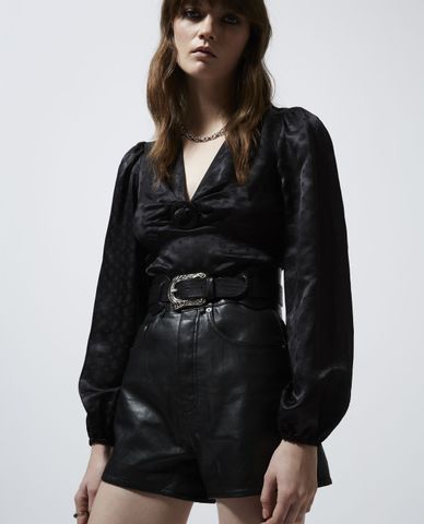  THE KOOPLES - Áo kiểu nữ cổ V Jacquard 