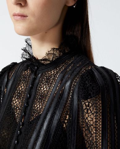  THE KOOPLES - Áo croptop nữ cổ tròn tay dài phối nút 