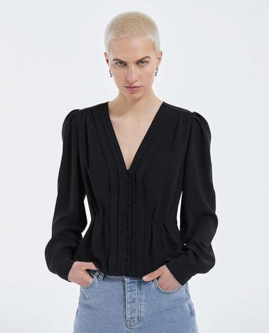  THE KOOPLES - Áo kiểu nữ cổ V tay dài nữ tính 