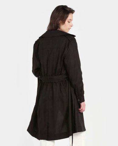  THE KOOPLES - Áo măng tô nữ dáng dài phối thắt lưng British Style 