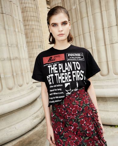  THE KOOPLES - Áo thun nữ cổ tròn The Plan To Get There First 