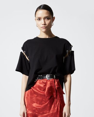  THE KOOPLES - Áo thun nữ phom suông Cropped 