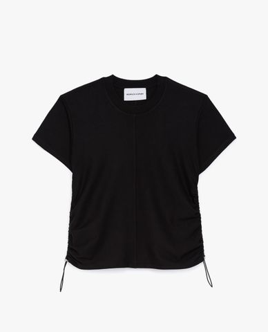  THE KOOPLES - Áo thun nữ rút dây Black Cotton 