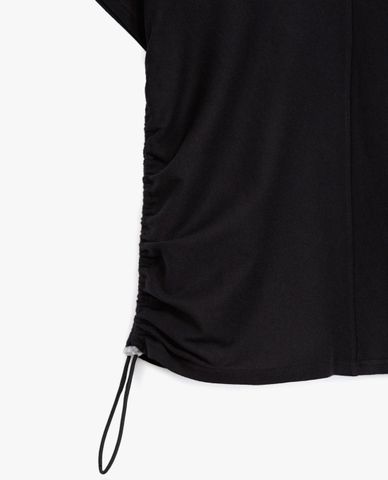  THE KOOPLES - Áo thun nữ rút dây Black Cotton 