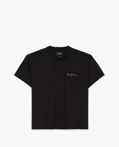  THE KOOPLES - Áo thun nữ cổ tròn tay ngắn Black Round Neck Embroidered 
