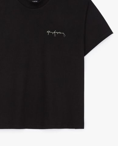  THE KOOPLES - Áo thun nữ cổ tròn tay ngắn Black Round Neck Embroidered 