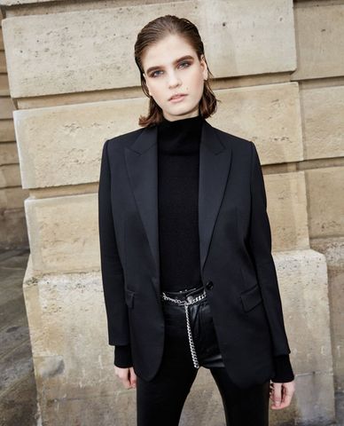  THE KOOPLES - Áo blazer nữ phối thắt lưng Black Wool Formal 