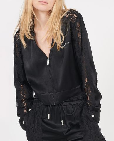  THE KOOPLES - Áo khoác kiểu nữ phối zip Black Lace 