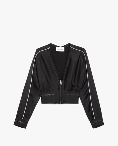  THE KOOPLES - Áo khoác nữ phom ngắn cổ V phối zip 