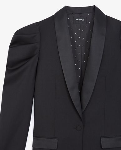  THE KOOPLES - Áo vest nữ vai phồng Black Wool Dinner 