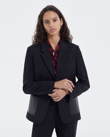 THE KOOPLES - Áo blazer nữ 2 nút cài tròn Leather Pockets 