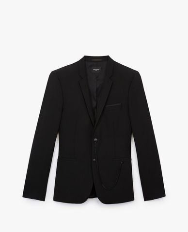  THE KOOPLES - Áo vest nam thanh lịch Formal Black In Wool With Chain 