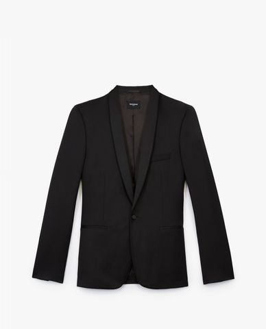  THE KOOPLES - Áo vest nam thanh lịch Black Formal Wool With Satin Lapels 