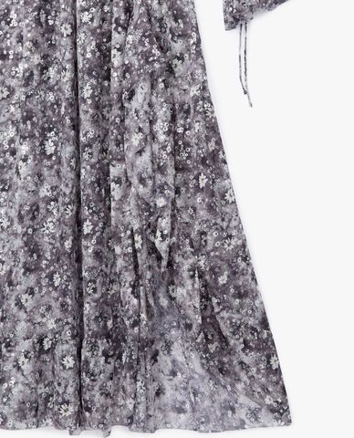  THE KOOPLES - Đầm maxi cổ V tay dài Black Long Floral Print 