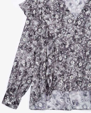  THE KOOPLES - Áo kiểu nữ cổ V tay dài Black Printed 