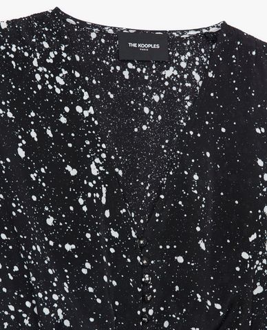  THE KOOPLES - Áo kiểu nữ cổ V tay dài Black Buttoned Printed 