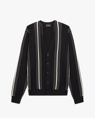  THE KOOPLES - Áo khoác cardigan nữ cổ V tay dài White Stripes 