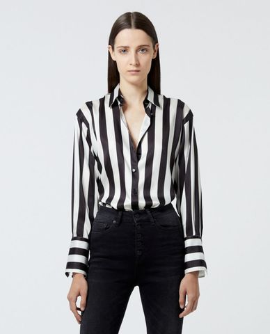 THE KOOPLES - Áo sơ mi nữ tay dài kẻ sọc Striped Satin 