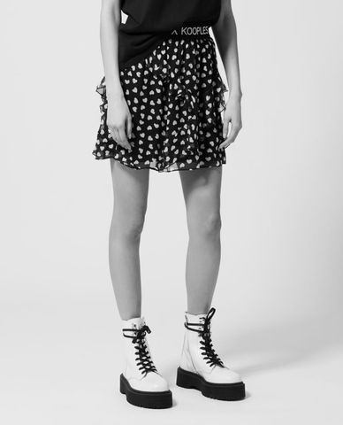  THE KOOPLES - Chân váy mini họa tiết trái tim Frilly 