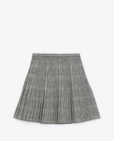  THE KOOPLES - Chân váy mini xếp li Pleated In Grey Wool 
