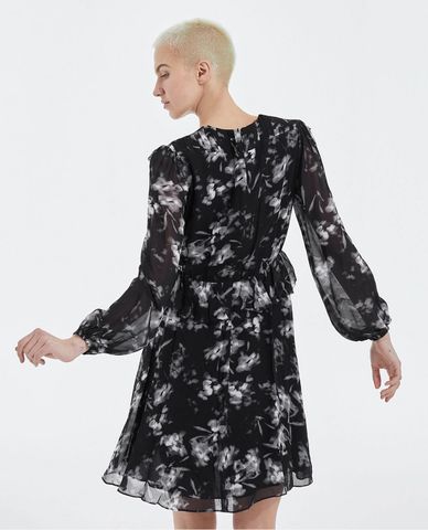  THE KOOPLES - Đầm mini tay phồng cổ V Black Frilly 