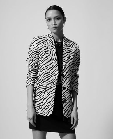 THE KOOPLES - Áo blazer nữ phối thắt lưng Zebra Print 