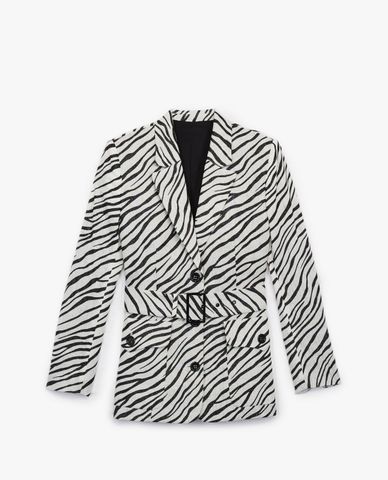  THE KOOPLES - Áo blazer nữ phối thắt lưng Zebra Print 
