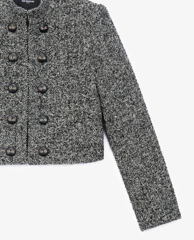  THE KOOPLES - Áo khoác nữ phom ngắn Flecked Black And White Wool 